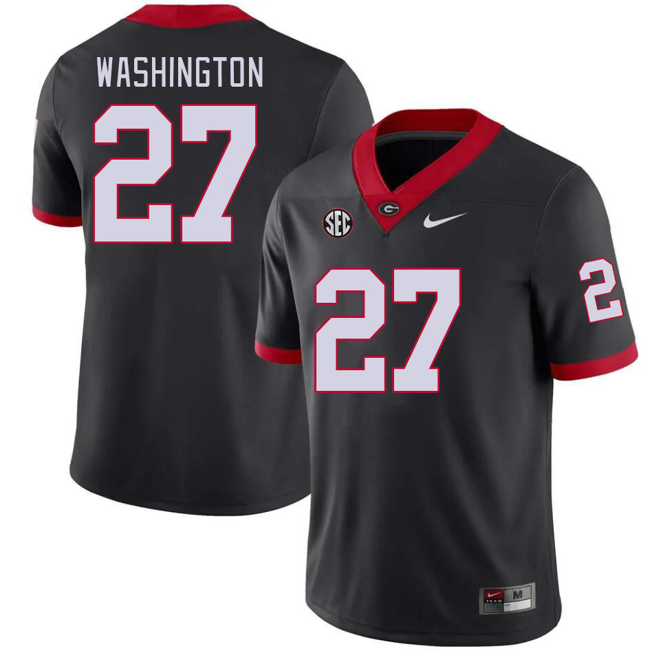 Georgia Bulldogs #27 C.J. Washington College Football Jerseys Stitched-Black